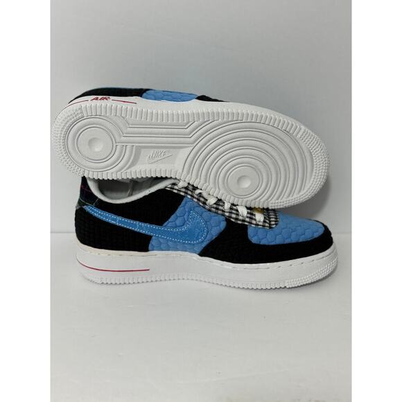 Nike Air Force 1 Low LV8 Women's 6.5 Blue Black Quilted Patchwork Sneakers RARE - Picture 4 of 5